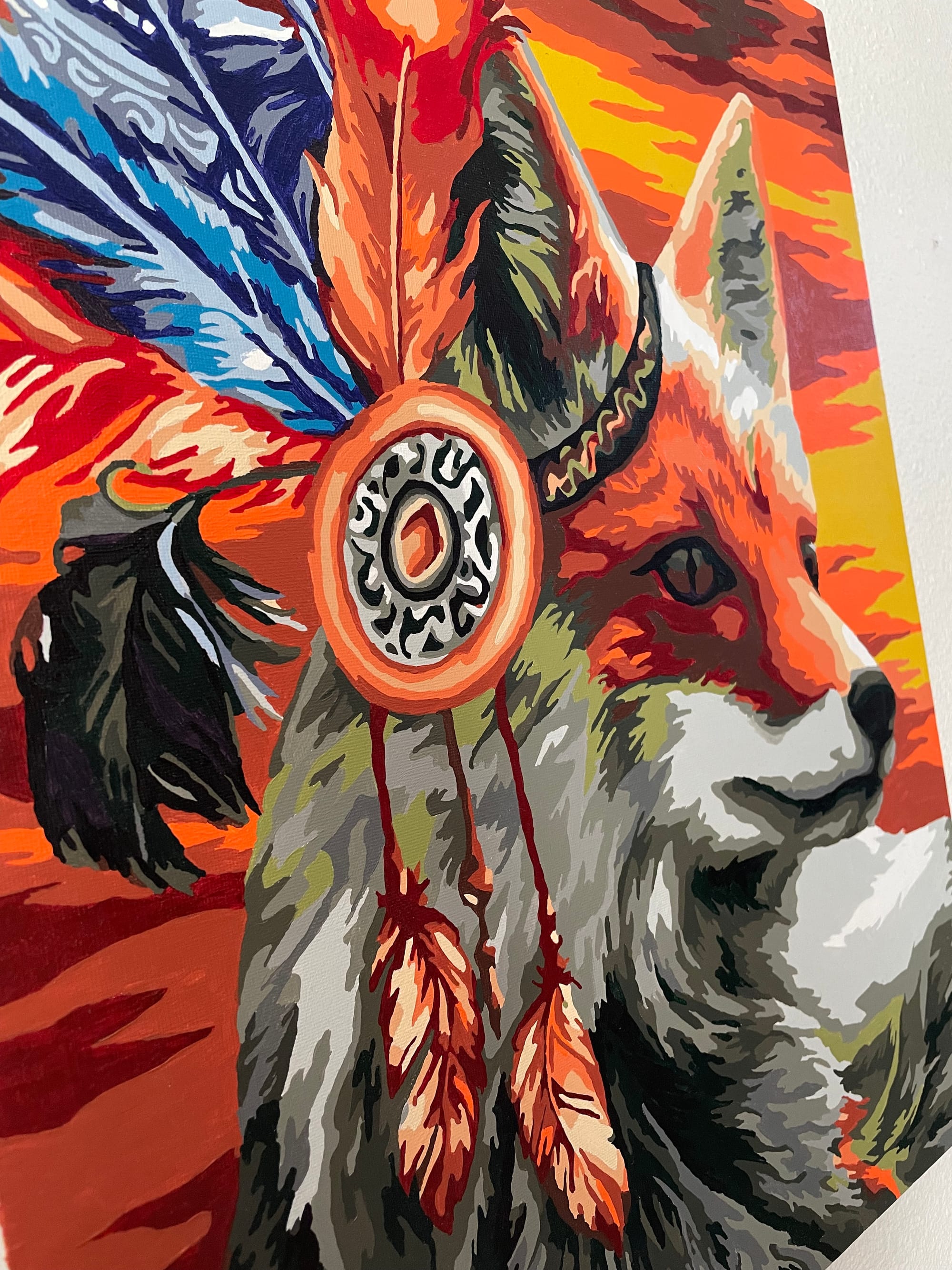 Spirit of the Wild: Fox in Tribal Feathers